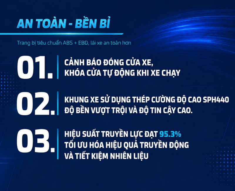 Trang bị an toàn trên Foton Wonder 990kg